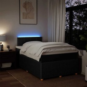 vidaXL Κρεβάτι Boxspring με Στρώμα Μαύρο 120x200 εκ. Υφασμάτινο