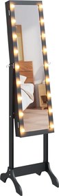 vidaXL Καθρέφτης Επιδαπέδιος με LED Μαύρος 34 x 37 x 146 εκ.