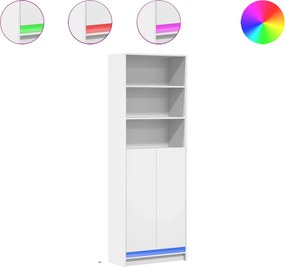vidaXL Ντουλάπι με LED Λευκό 69x32,5x200 εκ. από Επεξεργασμένο Ξύλο