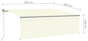 Τέντα Συρόμενη Αυτόματη με Σκίαστρο Κρεμ 4 x 3 μ. - Κρεμ