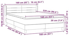 Box Spring κρεβάτι με στρώμα σκούρο μπλε 160x220 cm Βελούδινο - Μπλε