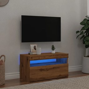 ντουλάπι τηλεόρασης vidaXL με φώτα LED Artisan Oak Κατασκευασμένο ξύλο