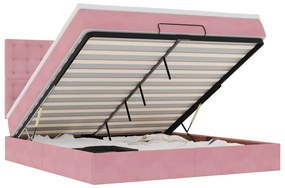 Οθωμανικό κρεβάτι με στρώματα &amp; LEDs Ροζ 160x200cm Velvet 3314479