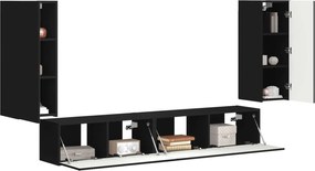 vidaXL Σετ επίπλου τηλεόρασης 4 pcs Μαύρο Επεξεργασμένο ξύλο