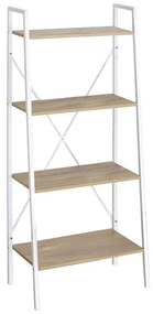 Bookcase Ramon natural melamine-metal white 60x23x145.5cm 60x23x145.5 εκ.