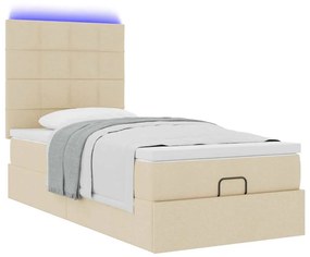 ΟΘΩΜΑΝΙΚΟ ΚΡΕΒΑΤΙ ΜΕ ΣΤΡΩΜΑ &amp; LEDS CREAM 90X200 CM ΎΦΑΣΜΑ 3313980