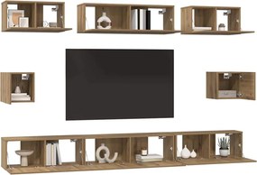 vidaXL Σετ επίπλου τηλεόρασης 8 pcs Artisan Oak Επεξεργασμένο ξύλο