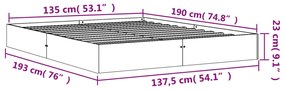 Σκελετός Κρεβ. Χωρίς Στρώμα Καφέ Κεριού 135x190 εκ Μασίφ Πεύκο - Καφέ