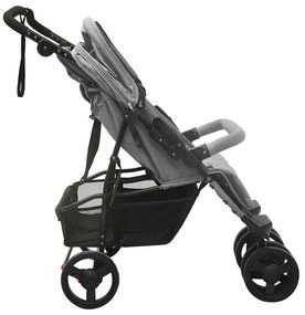 vidaXL Καρότσι Διδύμων Ανοιχτό Γκρι Ατσάλινο