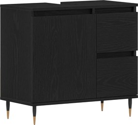 vidaXL Ντουλάπι Μπάνιου Μαύρη Οξυά 65 x 33 x 60 εκ Επεξεργασμένο Ξύλο