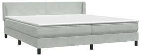 vidaXL Κρεβάτι Boxspring με Στρώμα Ανοιχτό Γκρι 180x210 εκ. Βελούδινο