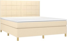 vidaXL Κρεβάτι Boxspring με Στρώμα Κρεμ 160x200 εκ. Υφασμάτινο