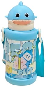 Παιδικό παγούρι πλαστικό με καλαμάκι - 650ml Μπλε