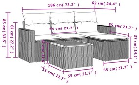 Σετ Καναπέ Κήπου 5 τεμ. Μπεζ Συνθετικό Ρατάν με Μαξιλάρι - Μπεζ