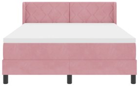 vidaXL Κρεβάτι Box Spring με Ματress Ροζ 140x190 εκ. Βελούδο
