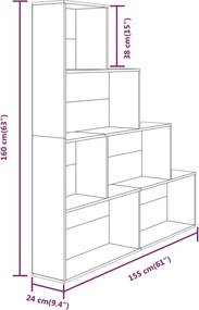 vidaXL Βιβλιοθήκη Γκρι Sonoma 155 x 24 x 160 εκ.