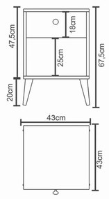 Κομοδίνο ArteLibre AMARI Δρυς/Ανθρακί Μοριοσανίδα 43x43x67.5cm