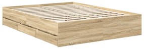 vidaXL Σκελετός Κρεβατιού Δρύς Sonoma 150 x 200 cm Μηχανήματος Ξύλο