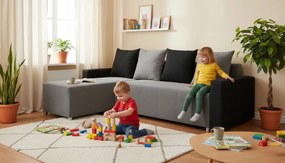 Γωνιακός καναπές Odette-Γκρι - Μαύρο