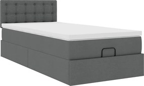 vidaXL Οθωμανικό κρεβάτι με στρώμα Σκούρο γκρι 80x200cm ύφασμα