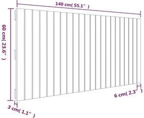 Κεφαλάρι Τοίχου Γκρι 140x3x60 εκ. από Μασίφ Ξύλο Πεύκου - Γκρι