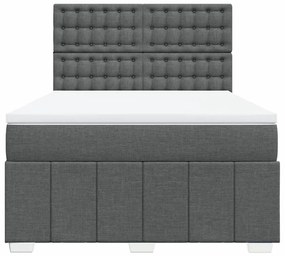 vidaXL Κρεβάτι Boxspring με Στρώμα Σκούρο Γκρι 160x200 εκ Υφασμάτινο