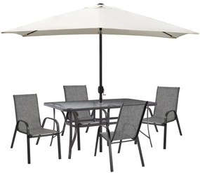 OUTDOOR DINING SET 6PCS WITH UMBRELLA