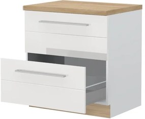 Επιδαπέδιο ντουλάπι Hudson R-80-2MBOX-Λευκό - Λευκό γυαλιστερό - 80.00Χ60.00Χ88.00cm