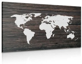 Εικόνα του παγκόσμιου χάρτη σε ξύλο - 90x60