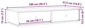 Ράφι τοίχου με συρτάρια Μαύρο 100x37,5x19 cm Ξύλινη κατασκευή - Μαύρο