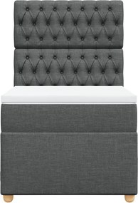 vidaXL Κρεβάτι Boxspring με Στρώμα Σκούρο Γκρι 100x200 εκ. Υφασμάτινο