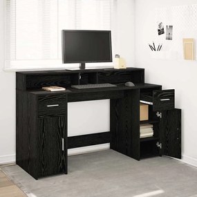 vidaXL Γραφείο με ράφι Μαύρη δρυς 140 x 55 x 91 εκ. Επεξεργασμένο ξύλο