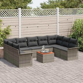 vidaXL Σετ Καναπέ Κήπου με μαξιλάρι 10 pcs Γκρι 55 x 55 x 37 εκ