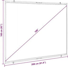 vidaXL οθόνη προβολής τοίχου-κρεμάμενη 100 ίντσα 4:3
