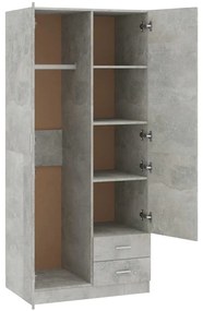 vidaXL Ντουλάπα Γκρι του Σκυροδέματος 80 x 52 x 180 εκ. Επεξ. Ξύλο