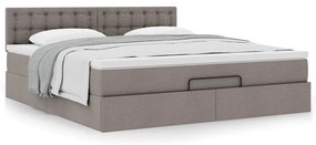 vidaXL Οθωμανικό κρεβάτι με στρώμα Taupe 180x200cm ύφασμα