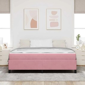 vidaXL Σκελετός Κρεβατιού Άλλο Ρόζ και Λευκό 180 x 200 cm Βελούδο