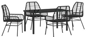 vidaXL Σέτ φαγητού για κήπο 5 pcs Μαύρο συνθετικό ρατάν