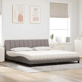 vidaXL Κρεβάτι με Στρώμα Taupe 200x200 εκ. Υφασμάτινο