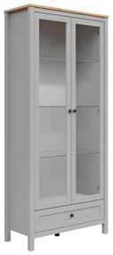 Βιτρίνα Boston DZ108, Γκρι, Ανοιχτό χρώμα ξύλου, Με πόρτες, Με συρτάρια, 203x90x41cm, 68 kg | Epipla1.gr