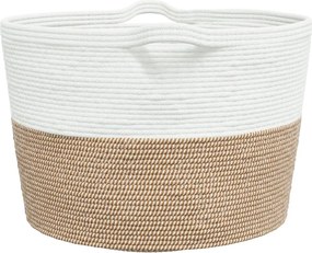 vidaXL Καλάθι Απλύτων Καφέ και Λευκό Ø60x36 εκ. Βαμβακερό