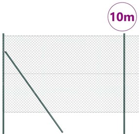 vidaXL Φράκτης από αλυσίδα με στύλους Πράσινο 1.6 x 10 m Ατσάλι