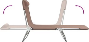 vidaXL Ξαπλώστρες Πτυσσόμενες 2 τεμ. Καφέ από Textilene &amp; Ατσάλι