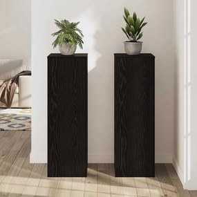 vidaXL Βάση φυτών 2 pcs Μαύρη δρυς 33 x 33 x 100 cm Επεξεργασμένο ξύλο