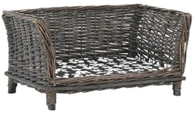 vidaXL Καλάθι Σκύλου με Μαξιλάρι Γκρι 50x33x30 εκ. Φυσικό Ξύλο Ιτιάς