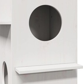 vidaXL σπιτάκι για γάτες Λευκό 43x43x60 cm από μασίφ ξύλο πεύκο
