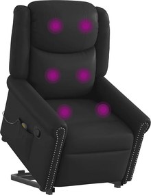 vidaXL Μόνιμη πολυθρόνα μασάζ Shiny Black Faux Leather
