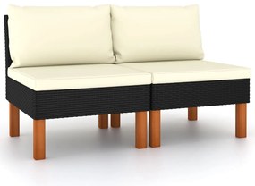 vidaXL Καναπέδες Μεσαίοι 2 τεμ. Συνθετικό Ρατάν/Μασίφ Ξύλο Ευκαλύπτου