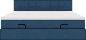 vidaXL Οθωμανικό κρεβάτι με στρώματα μπλε 180x200cm ύφασμα