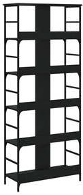 Βιβλιοθήκη Μαύρη 78,5x33x188,5 εκ. από Επεξεργασμένο Ξύλο - Μαύρο